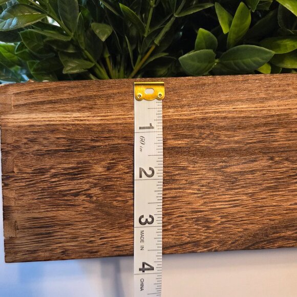 Rustic Faux Greenery in Wooden Planter Box w/Natural Pebble River Rock Detailing - Picture 9 of 11